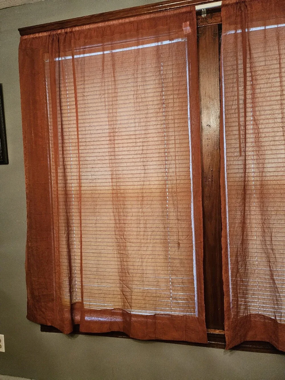 Sheer Orange Window Curtain Panels - 51x63 Lightweight Home Accent